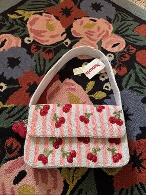 Viral TJMaxx handcrafted beaded India NWT Pink Cherry Beaded Bag